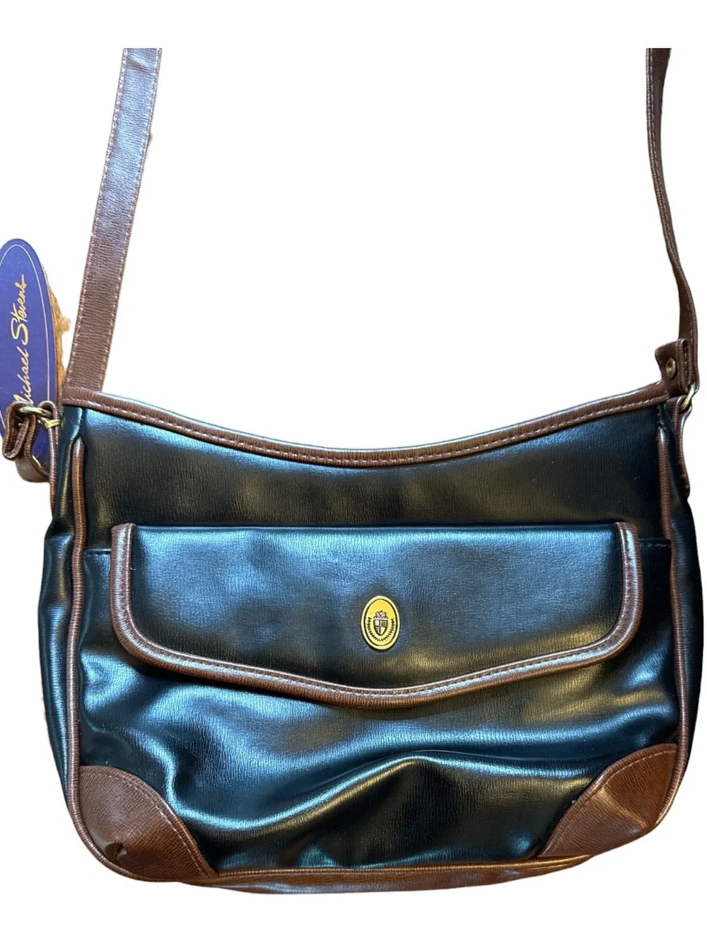 Michael‎ Stevens Vintage Shoulder Crossbody Bag Purse Black British Tan NWT